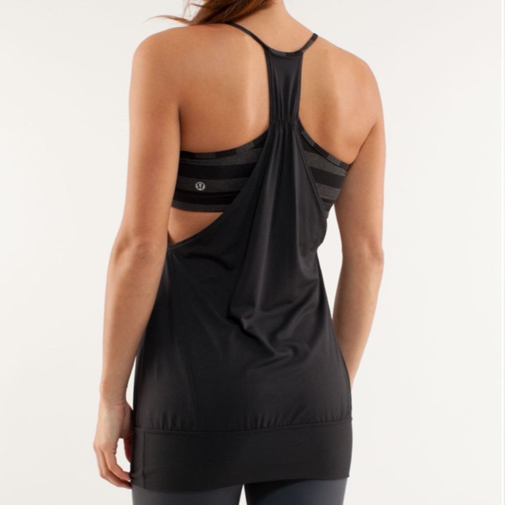 LULULEMON No Limit Tank - Black / Black Black Micro Macro Stripe